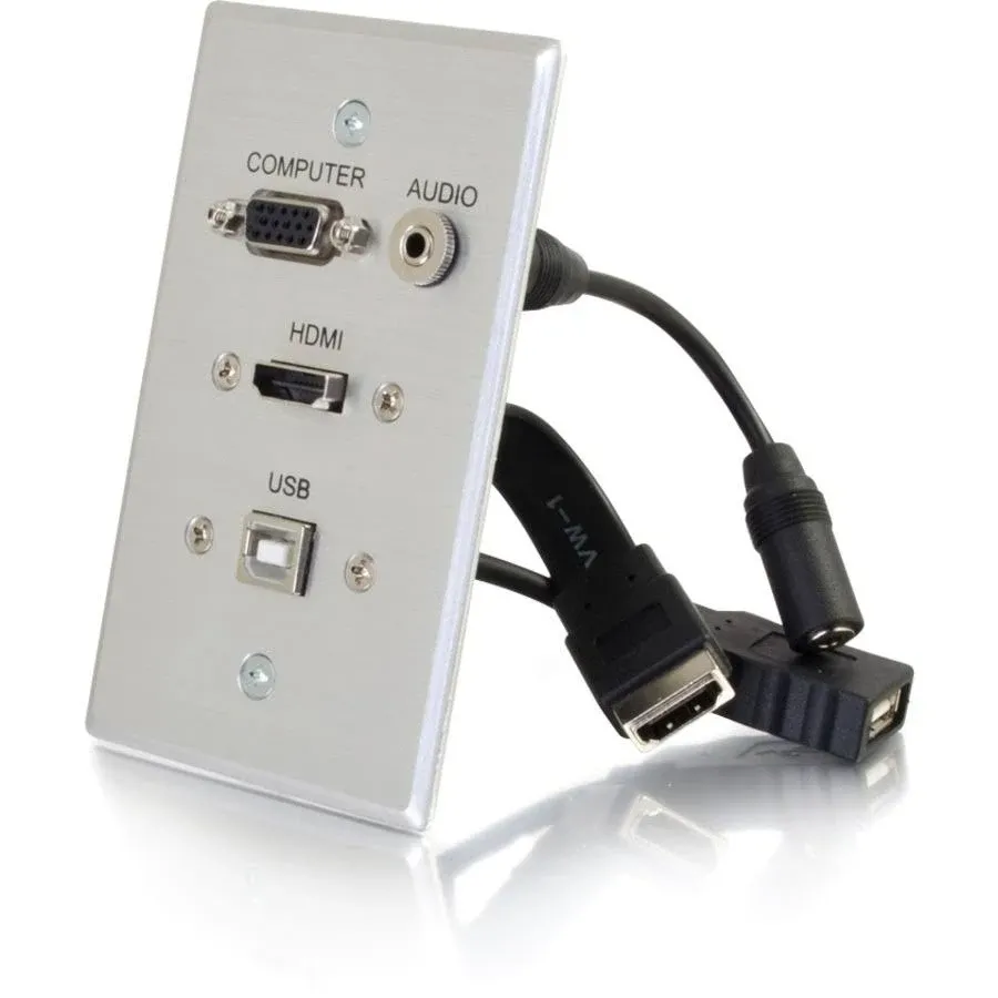 C2G HDMI, VGA, 3.5mm Audio, USB Pass Through Single Gang Wall Plate