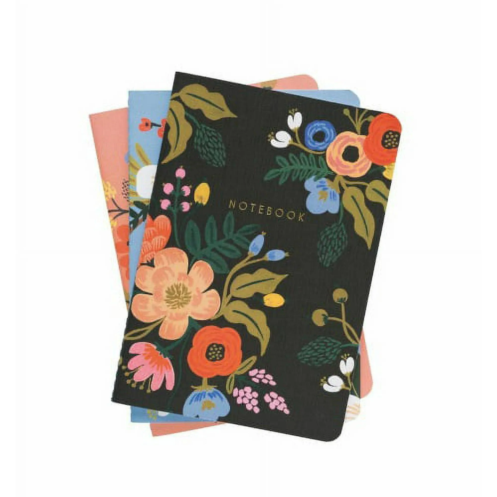 Lively Floral Set Of Three Stitched Notebooks