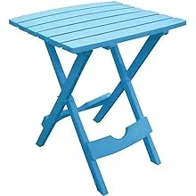 Fast Furnishings Pool Blue Folding Side Table in Durable Patio Furniture Plastic Resin