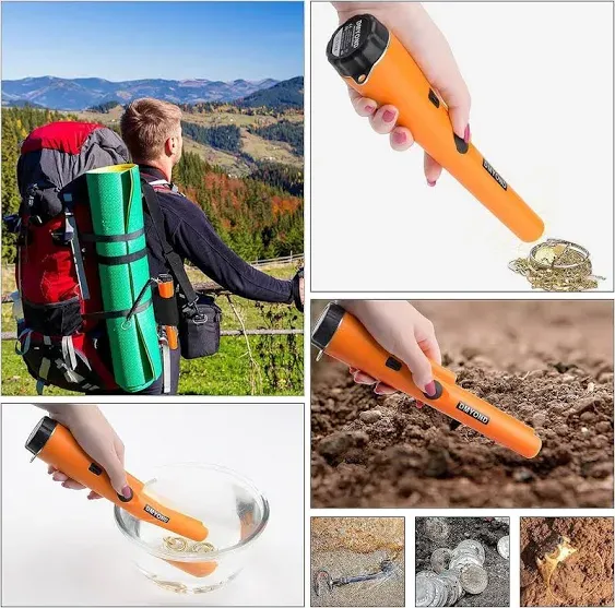 Dmyond Metal Detector Pinpointer, Professional Waterproof Handheld Pin Pointer Wand, Search Treasure Pinpointing Finder Probe with 9V Battery for Adults, Kids - Orange