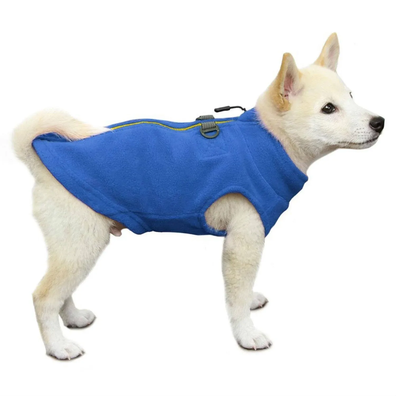 Gooby Zip Up Fleece Dog Sweater - Blue, Medium - Warm Pullover Fleece Step-in Dog Jacket with Dual D Ring Leash - Winter Small Dog Sweater - Dog Clothes for Small Dogs Boy and Medium Dogs