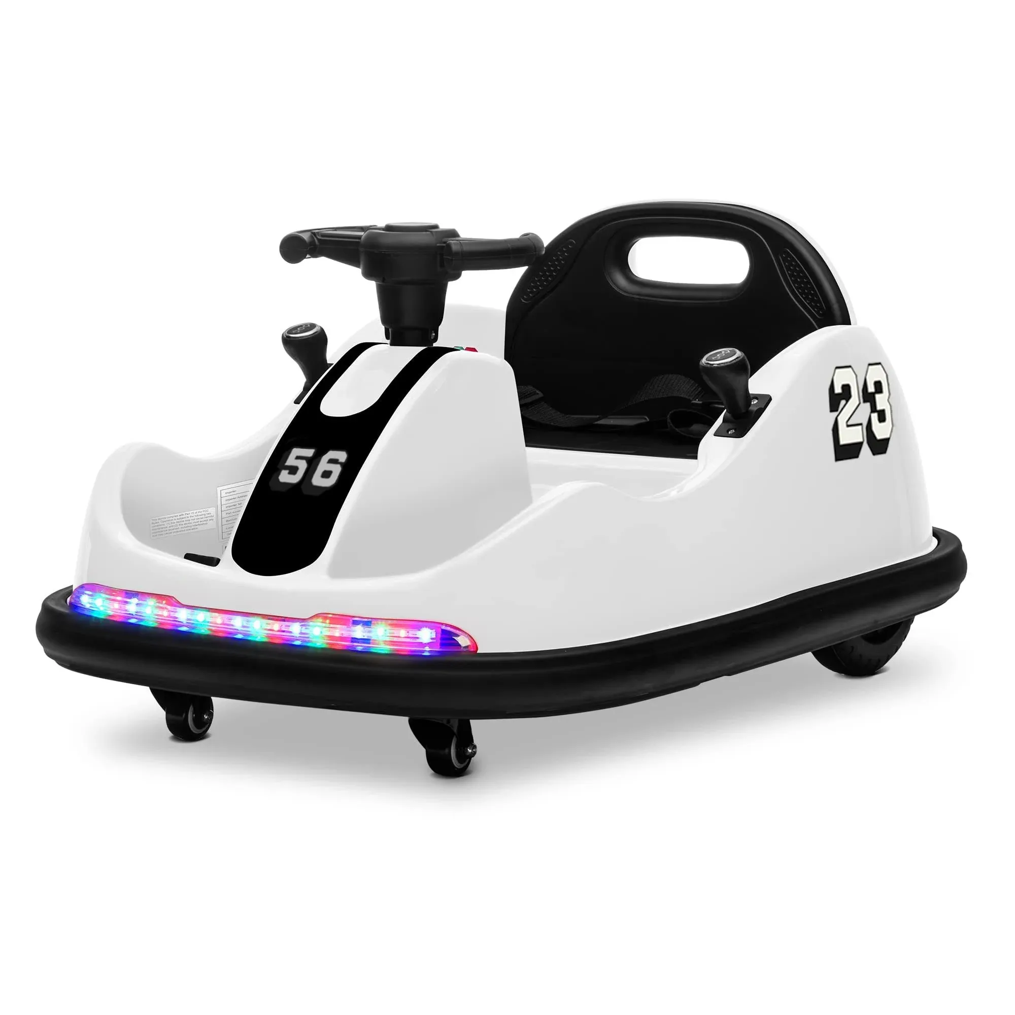 Kidzone 12V Kids Electric Ride on Bumper Car 360 Spin, 7 Colors - White