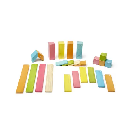 Magnetic Wooden Blocks, 24-Piece Set, Tints