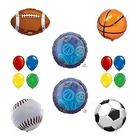 Happy Birthday 14 Piece Sport Theme Baller Baseball Basketball Soccer Football Party Balloons Decoration Kit