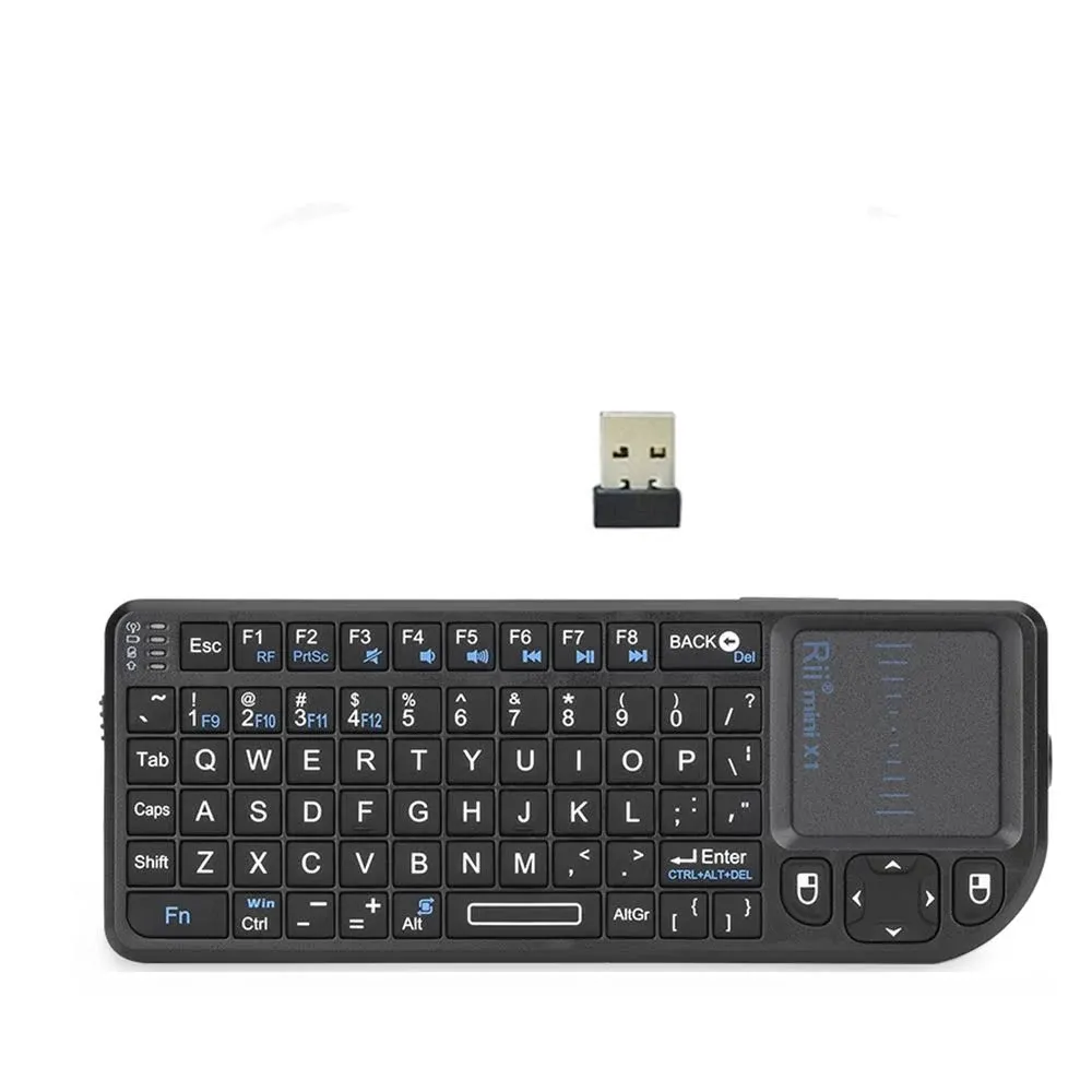 Rii 2.4G Mini Wireless Keyboard with Touchpad Mouse,Lightweight Portable Wireless Keyboard Controller with USB Receiver Remote Control for Windows/ Mac/ Android/ PC/Tablets/ TV/Xbox/ PS3. X1