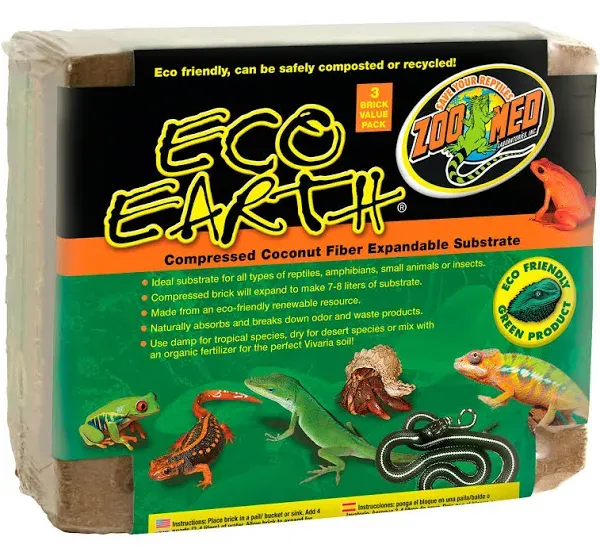 Zoo Med Eco Earth Coconut Fiber Substrate 3 Pack