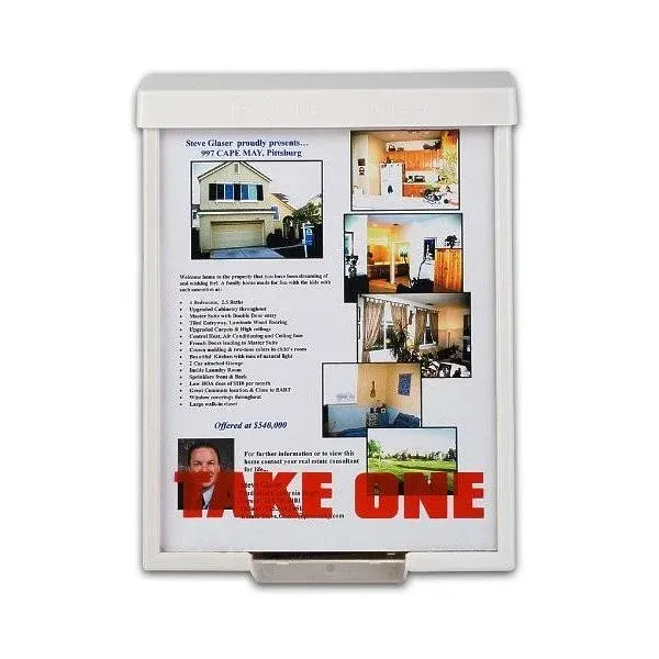 White Snap Shut Brochure Box Brochure Holder Flyer Box Outdoor Realtor Style Info Box Realtor Supplies Real Estate Marketing