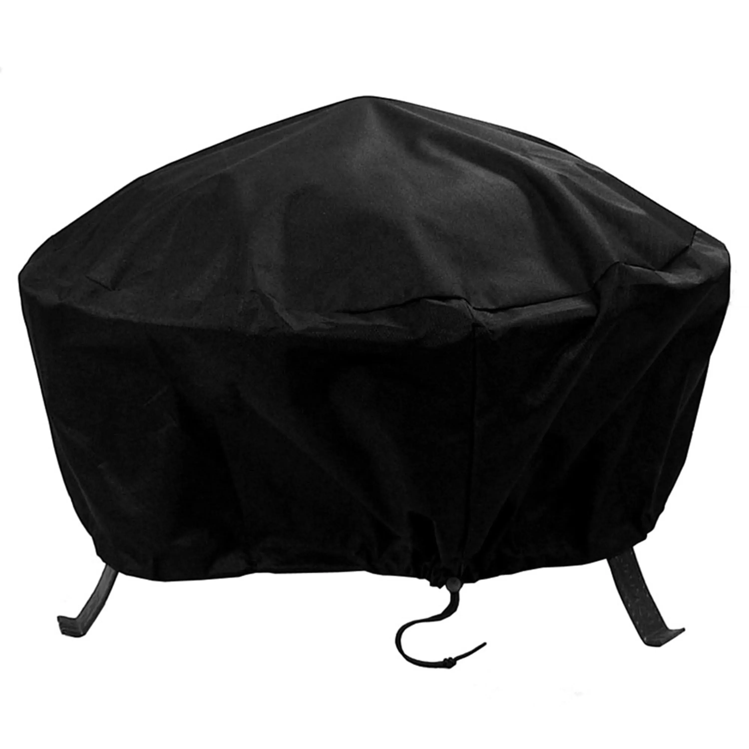 Sunnydaze Heavy-Duty Round Fire Pit Cover with Drawstring Closure - Black - 30"