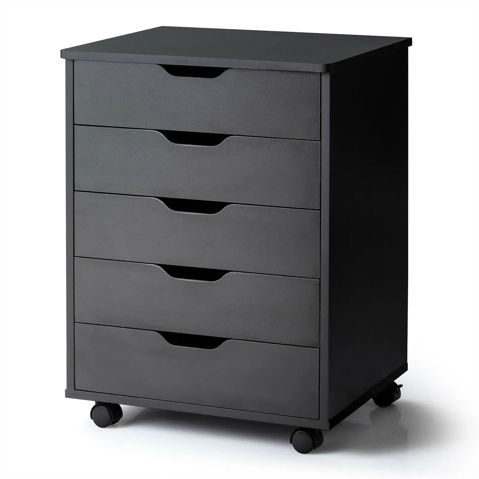 Costway 5 Drawer Chest Storage Dresser Floor Cabinet Organizer with Wheels