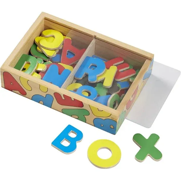 Melissa & Doug 52 Wooden Alphabet Magnets in a Box - Uppercase and Lowercase Letters - ABC Learning Toys, Chunky Magnetic Letters For Toddlers And Kids Ages 3+Melissa & Doug 52 Wooden Alphabet Magnets in a Box - Uppercase and Lowercase Letters - ABC Lear