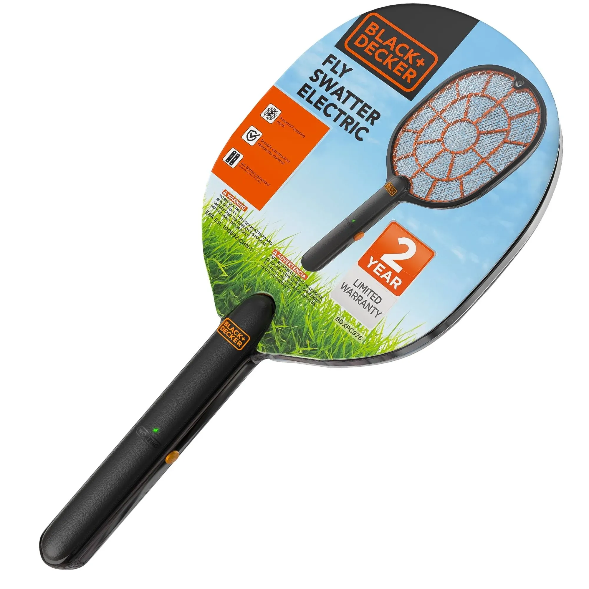 Black+decker Bug Zapper Tennis Racket, Battery Powered Zapper, Mosquito and Fly ...