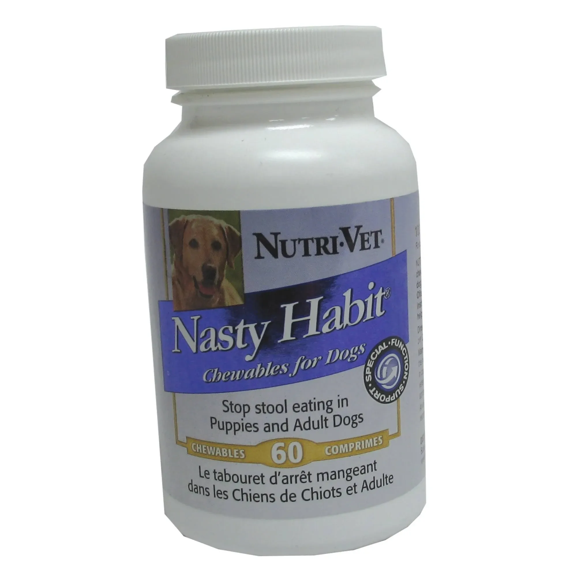 Nutri-Vet Nasty Habit Chewable Tablets for Dogs | Helps Stop Puppies and Dogs from Eating their Own Stool | 60 Count