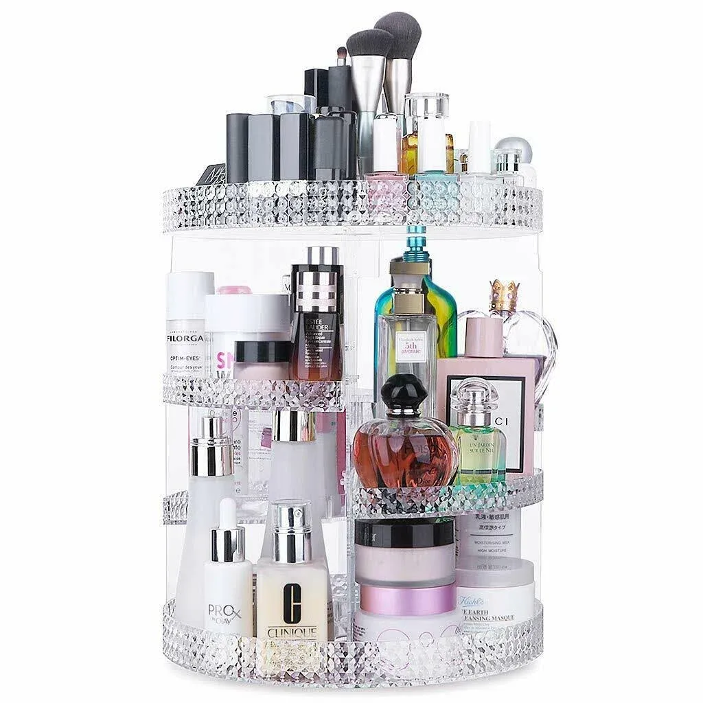 Awenia Makeup Organizer 360-Degree Rotating, Adjustable Makeup Storage, 7 Layers Large Capacity Cosmetic Storage Unit, Fits Different Types of Cosmetics and Accessories, Plus Size（Glitter）