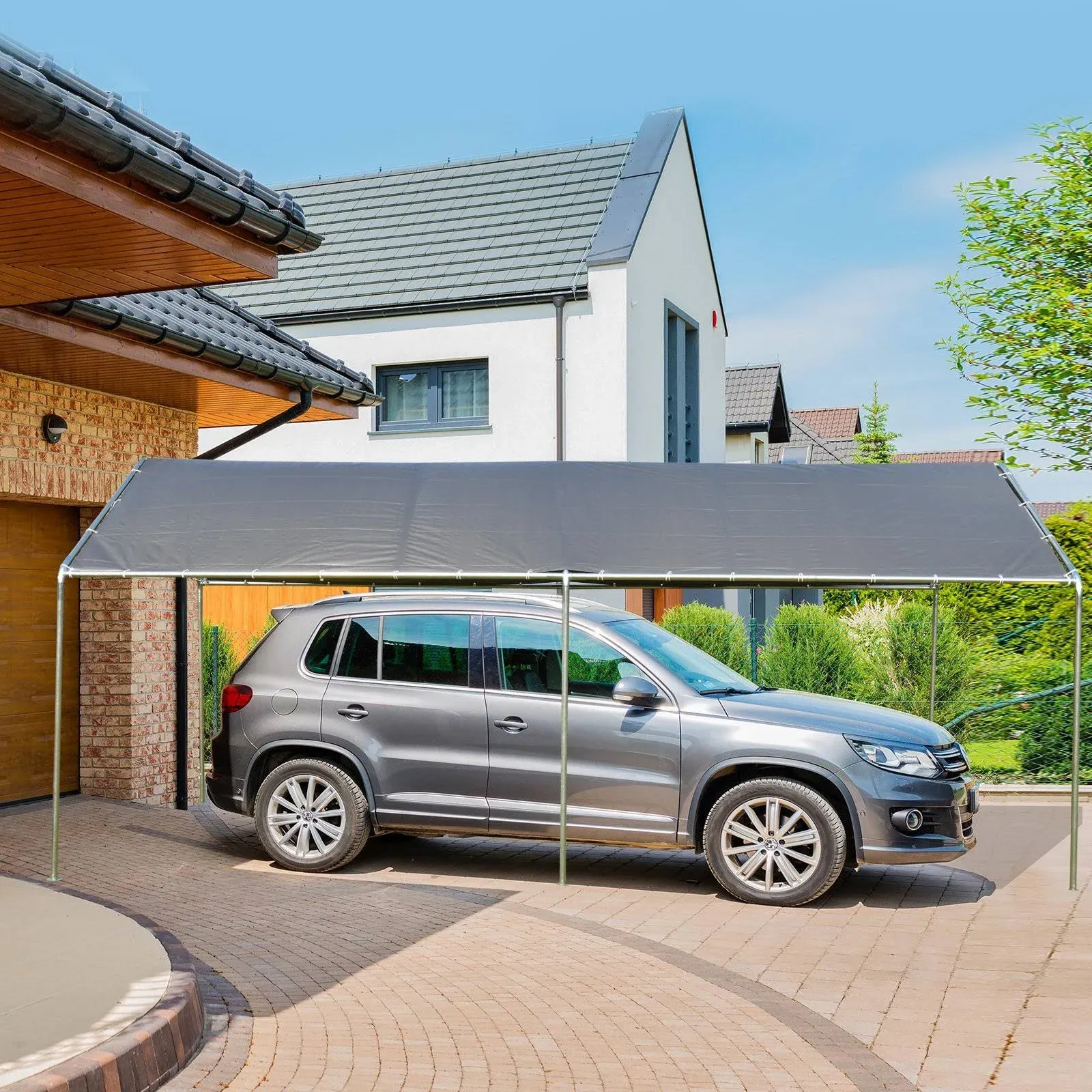 Outsunny 10' x 20' Heavy Duty Carport Garage Car Shelter Galvanized