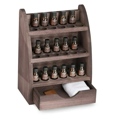 Essential Oils Storage Rack Wooden Nail Polish Display Holder Organizer- 45 Slots for 10/15/20/30ml Bottles (Espresso)