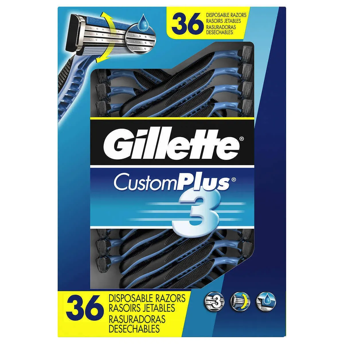 Gillette Custom Plus3 Disposable Razors Blades, 36-count