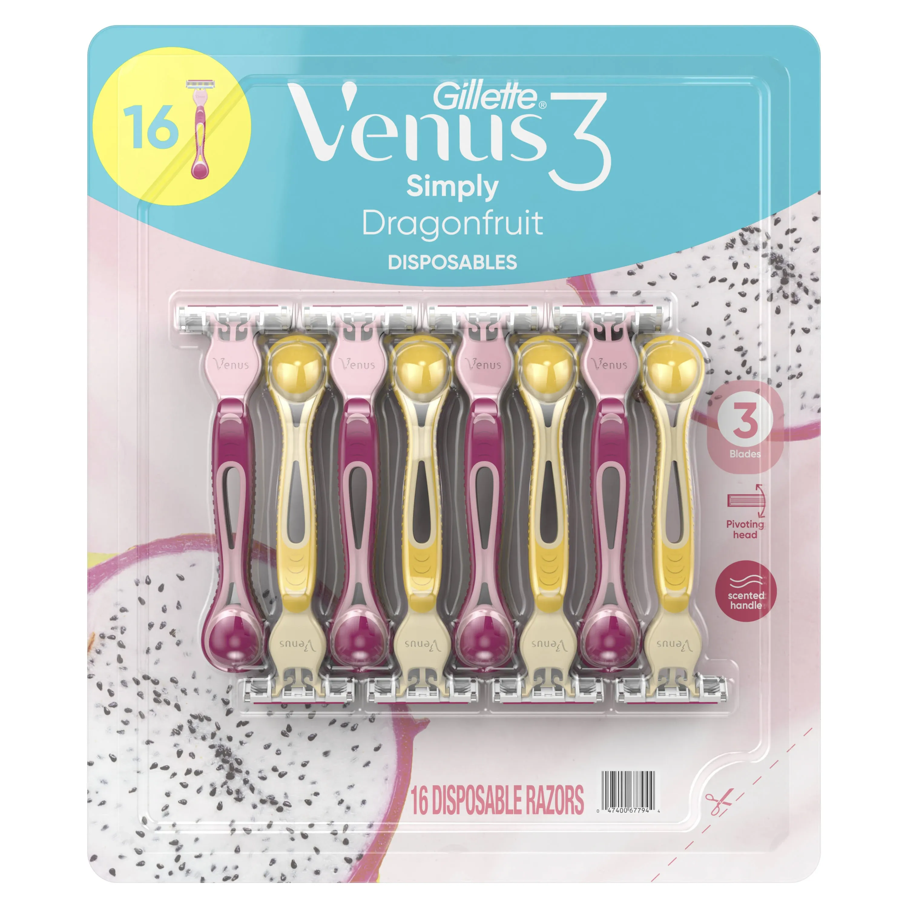 Gillette Venus Simply 3 Dragonfruit Women's Disposable Razor (3.2 oz)