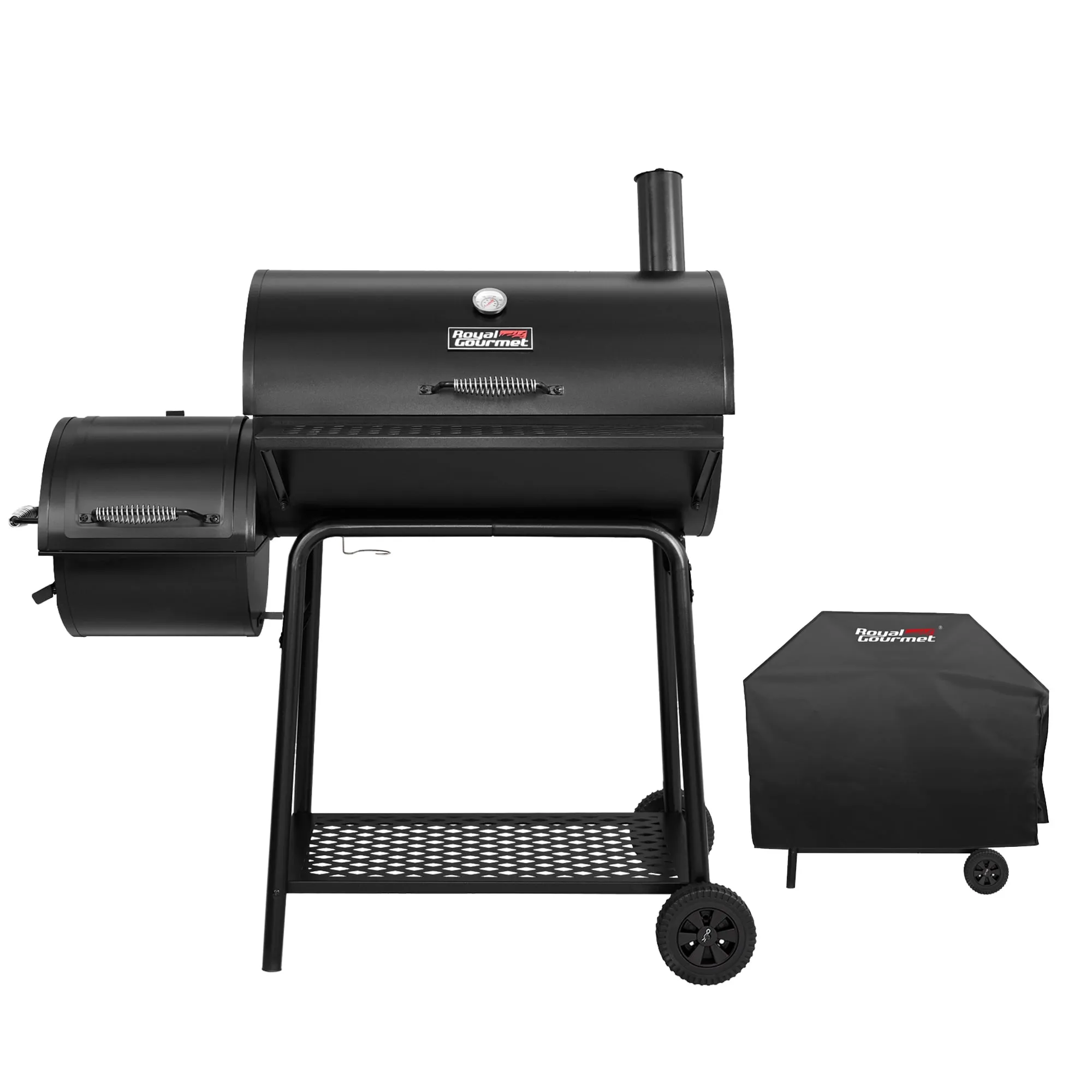 Royal Gourmet CC1830FC Charcoal Grill Offset Smoker (Grill + Cover), Black