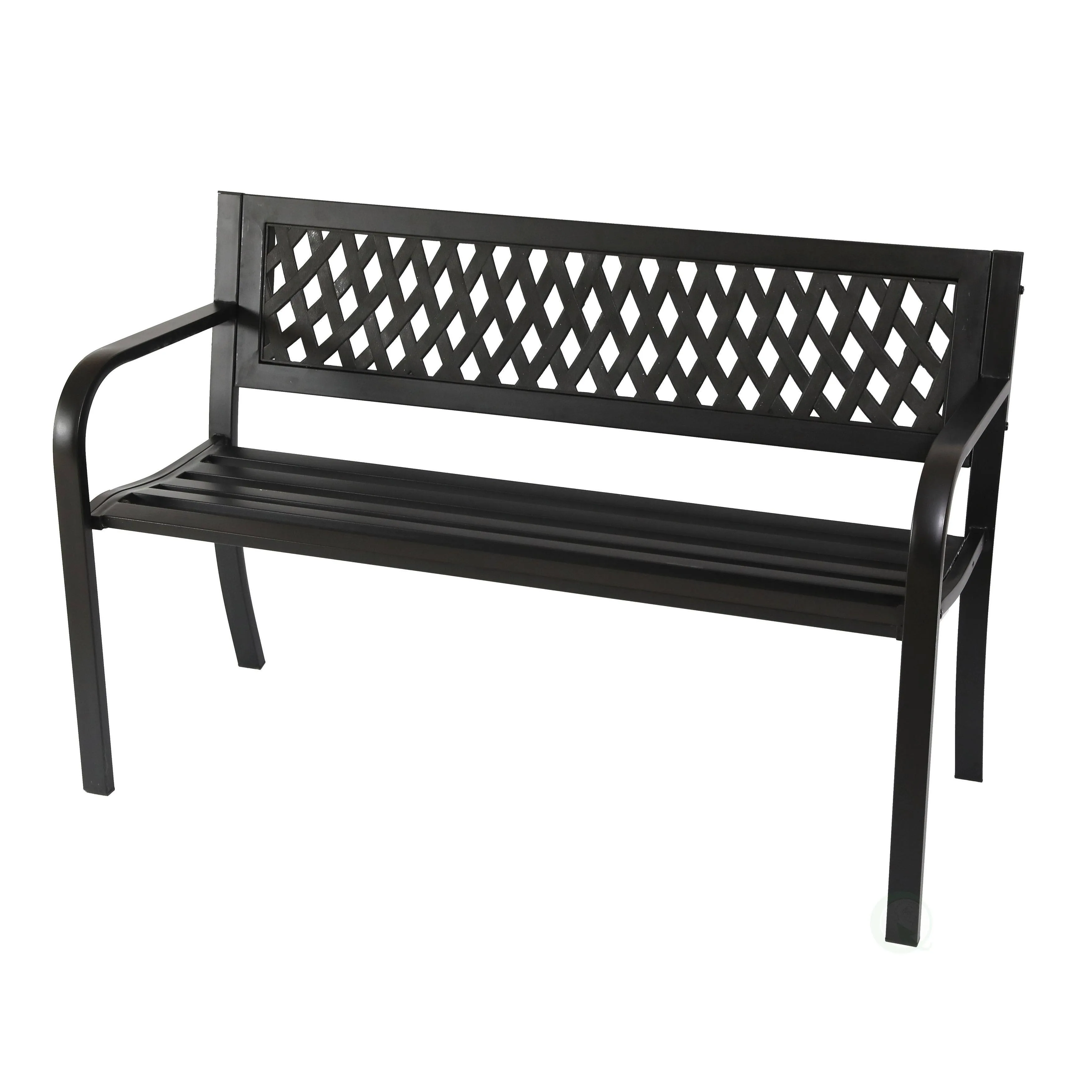 Gardenised Patio Steel 47" Park Bench for Garden Weather Resistant, Black