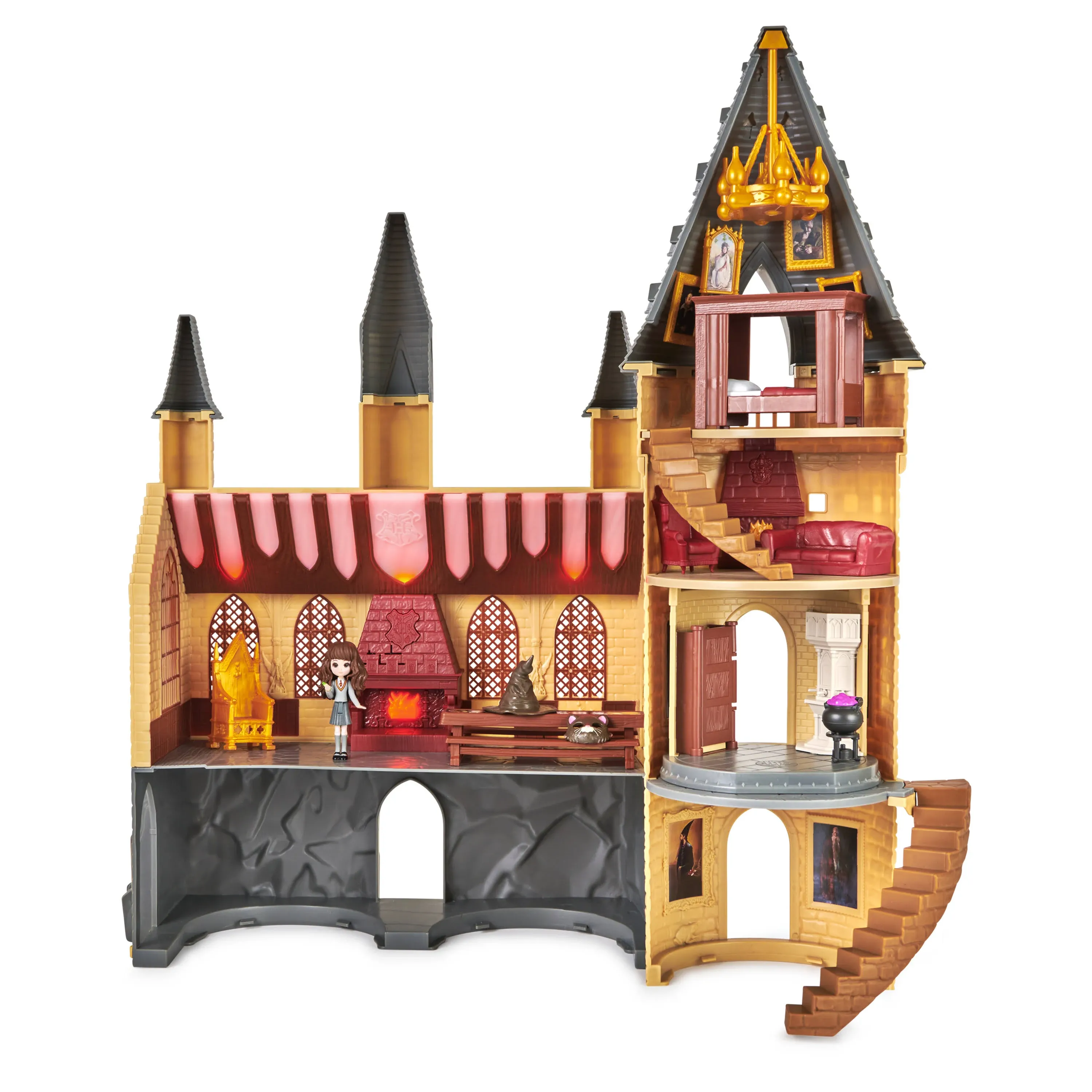 Wizarding World, Magical Minis Hogwarts Castle with 12 Accessories, Lights, Sounds and Exclusive Hermione Doll, Kids Toys for Ages 5 and up