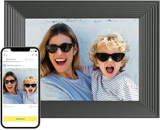 Aura Mason WiFi Digital Picture Frame | The Best Digital Frame for Gifting | Send Photos from Your Phone | Quick, Easy Setup in Aura App | Free Unlimited Storage | White Quartz