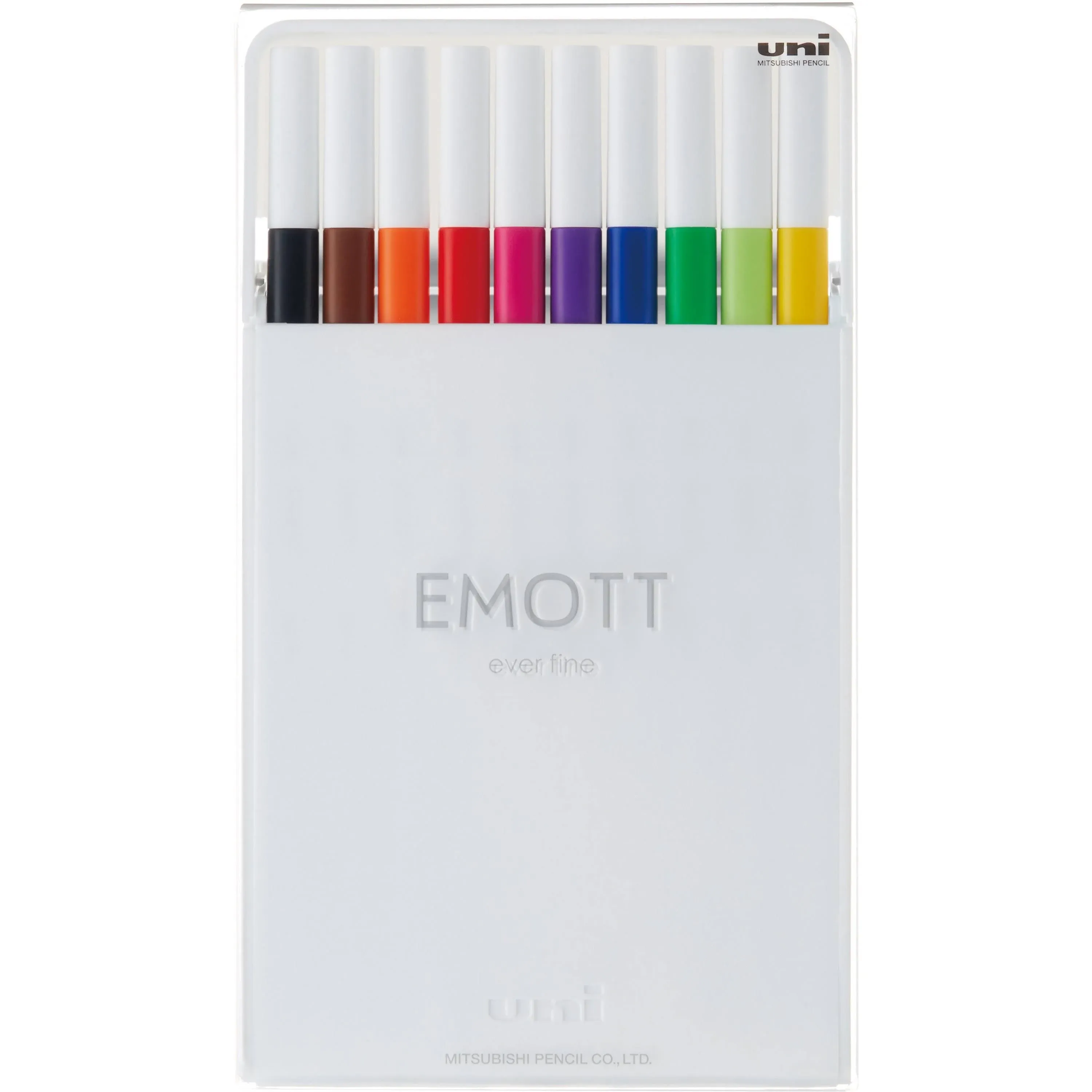 Emott Porous Point Pens, Fine 0.4 mm, Assorted Ink, 10/Pack, Uni-Ball (Ubc24836)