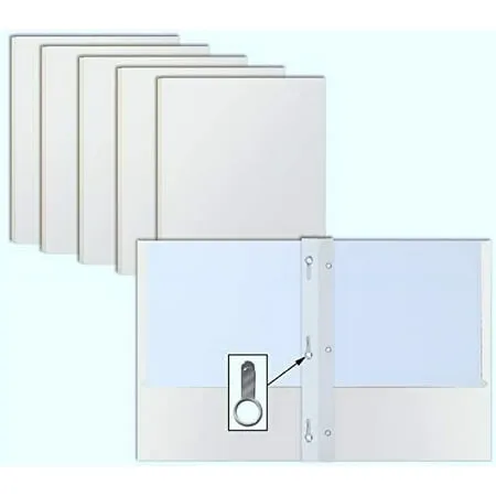 Office Products White Paper 2 Pocket Folders with Prongs 50 Pack Matte Textur...