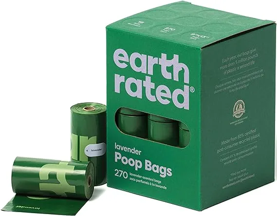 Earth Rated Dog Poop Bags, Refill Rolls, Lavender Scented, 270 Count