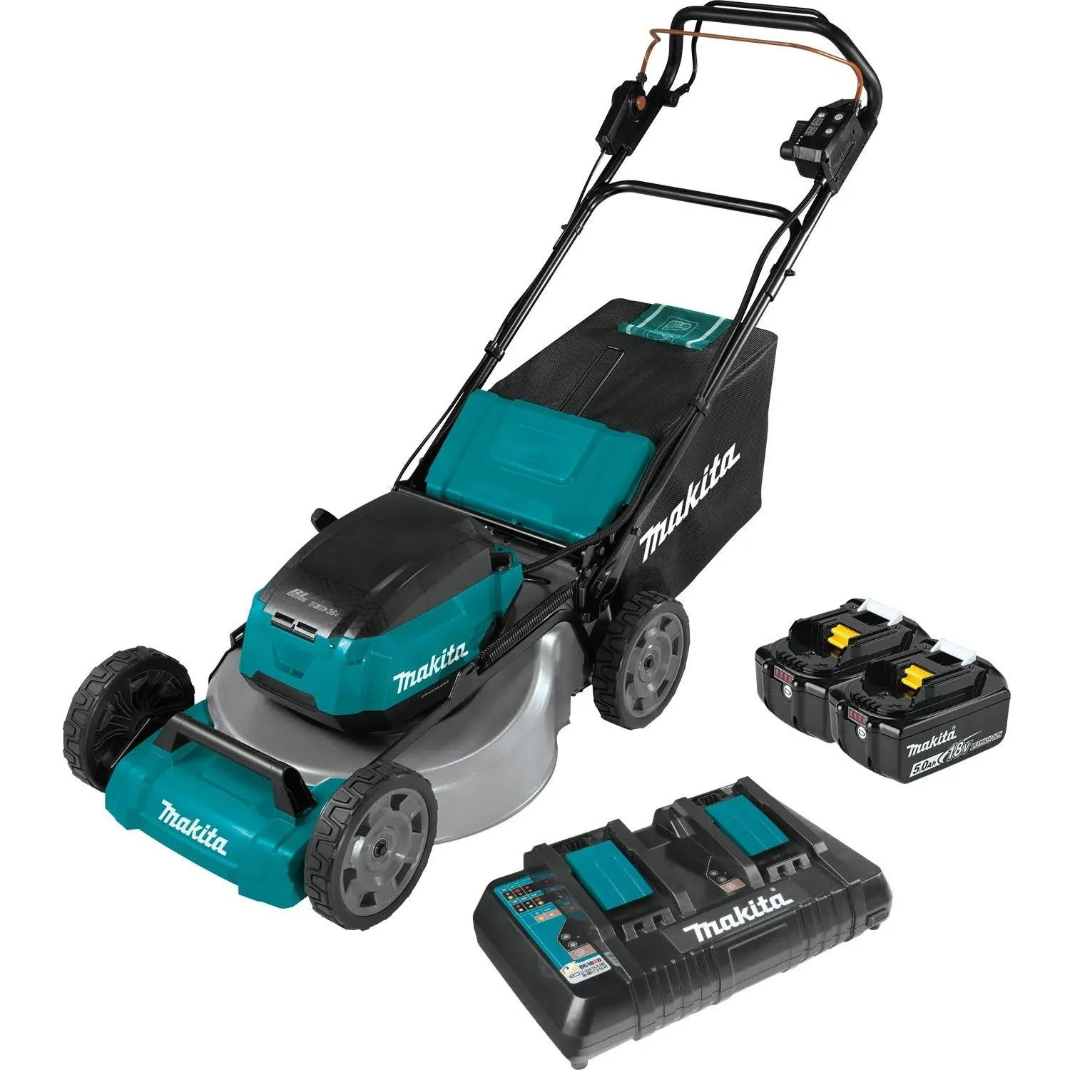 Makita - XML08PT1 - 36V (18V X2) LXT Brushless 21 in. Self-Propelled Commercial Lawn Mower Kit with 4 Batteries (5.0Ah)