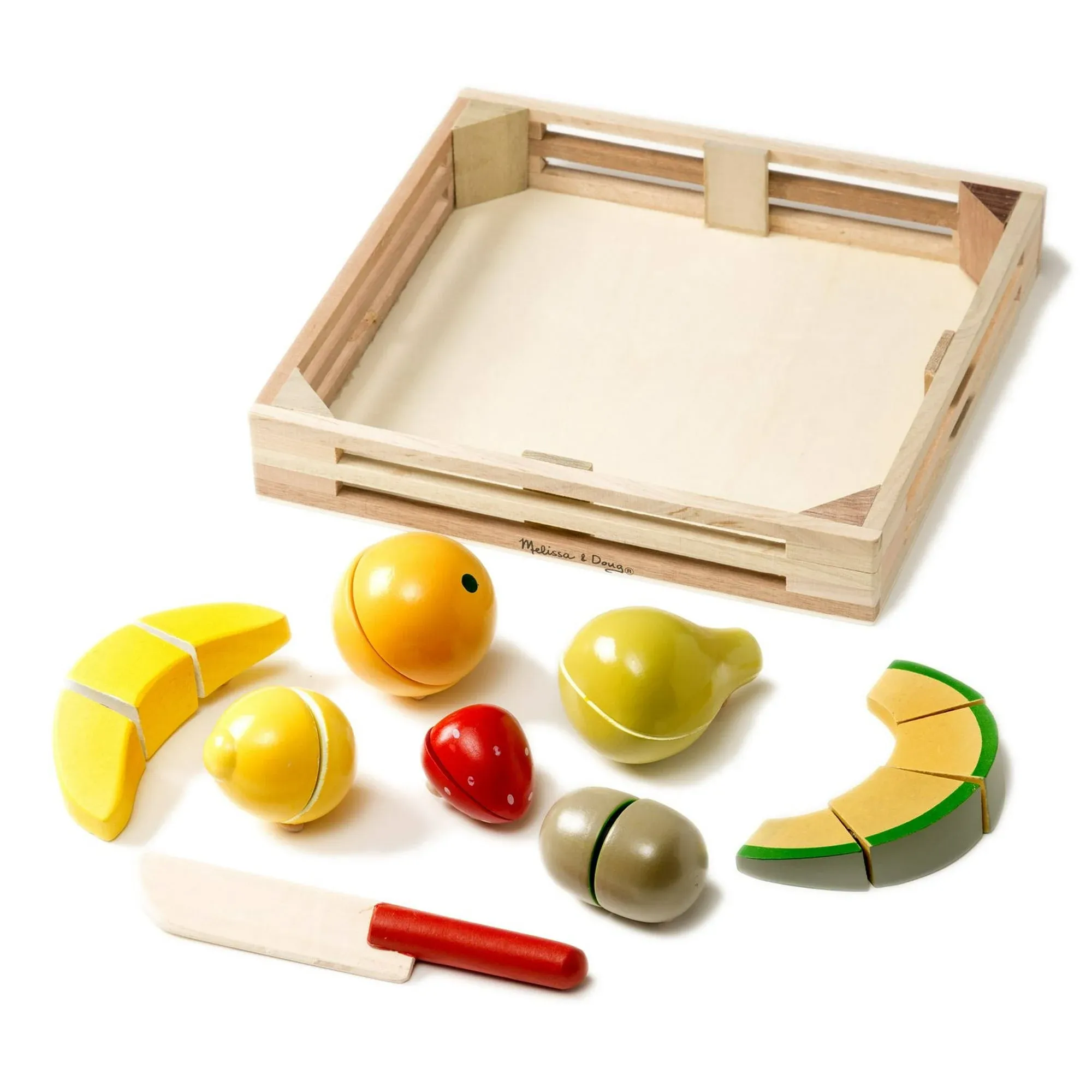 Melissa &amp; Doug Wooden Cutting Fruit Play Set with Tray - 17 pieces - Ages 3+