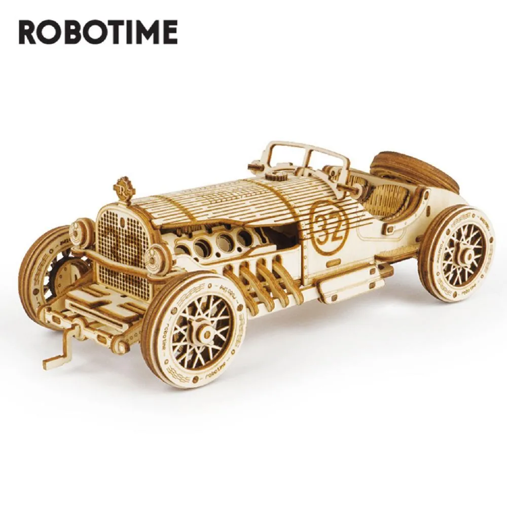 ROBOTIME Model Car Kits - Wooden 3D Puzzles - Model Cars to Build for Adults 1:16 Scale Model Grand Prix Car