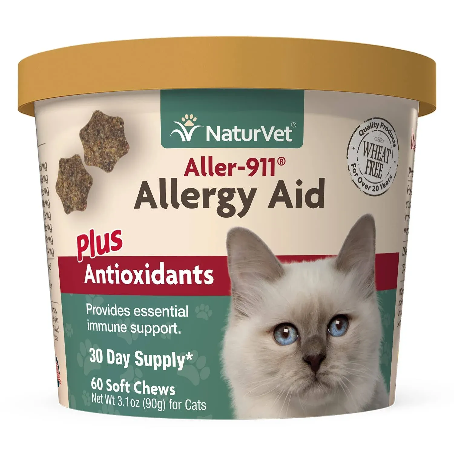 NaturVet Aller-911 Allergy Aid Plus Antioxidants for Cats - 60 Soft Chews