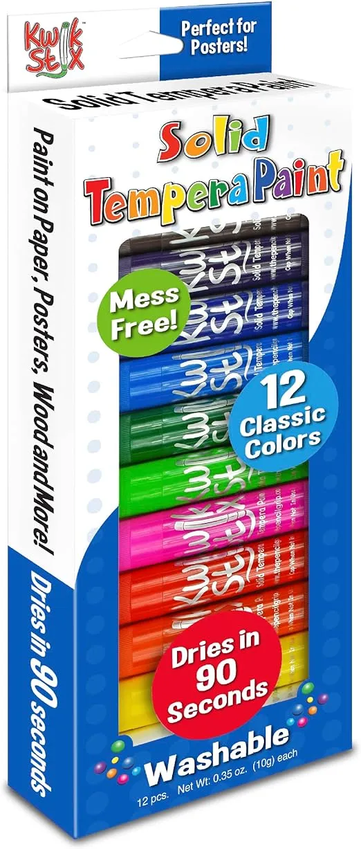 The Pencil Grip Kwik Stix 12-Color Solid Tempera Paint