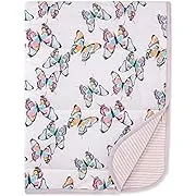 Burt's Bees Baby Rainbow Butterflies Organic Cotton Reversible Blanket in Lilac