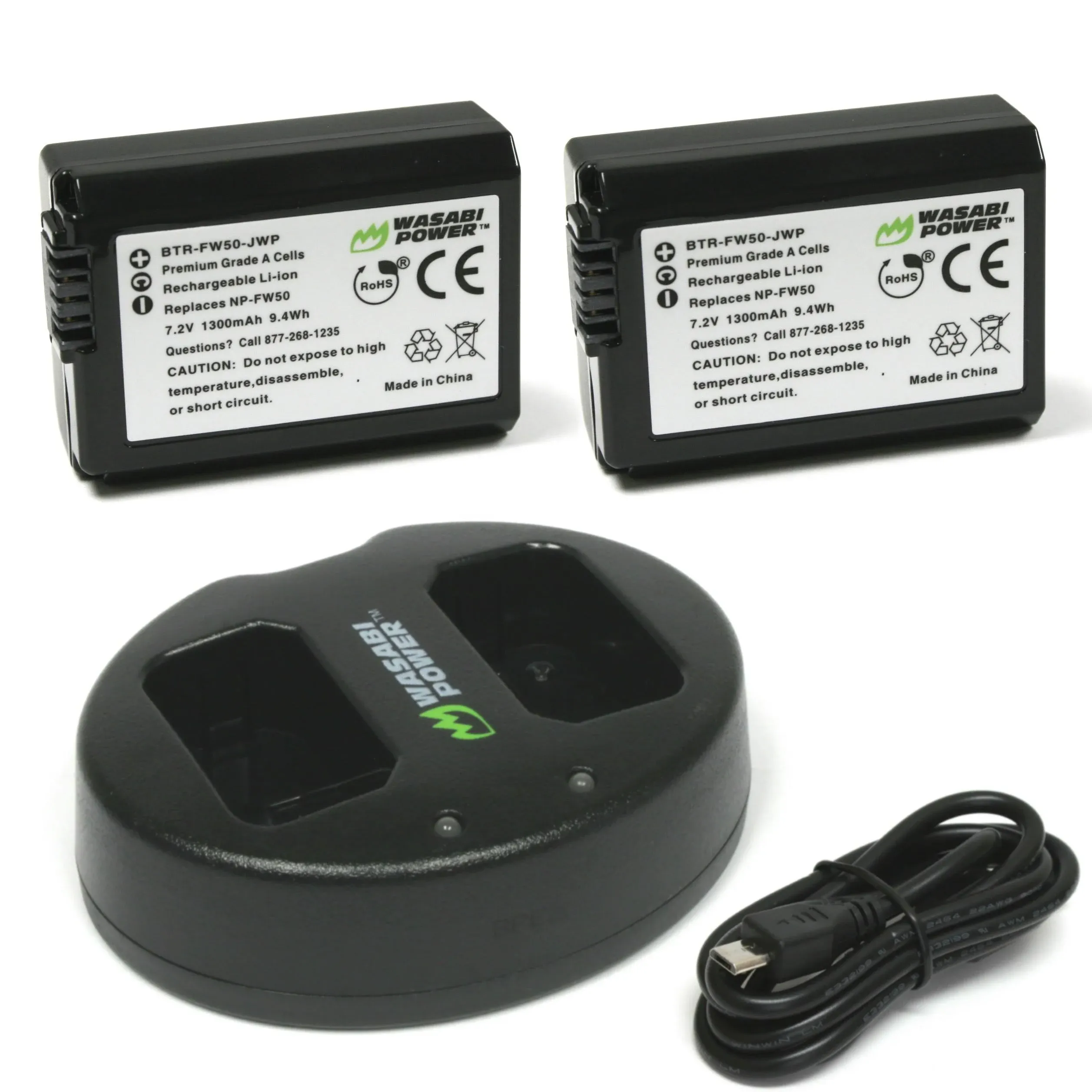 Wasabi Power Battery (2-Pack) and Dual Charger for Sony NP-FW50