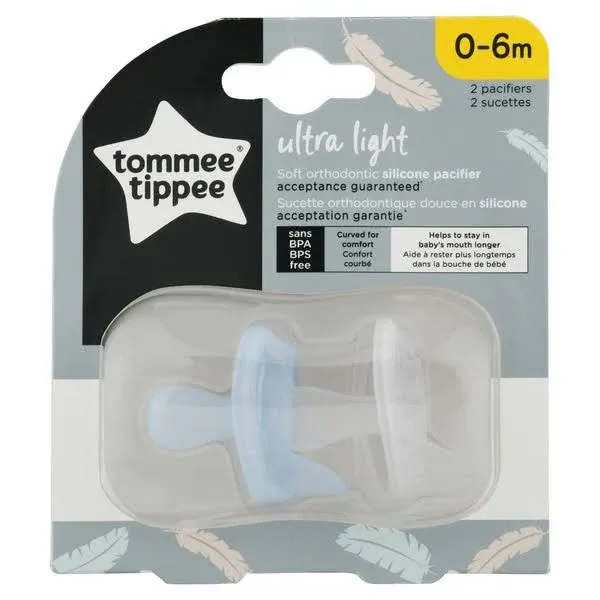 Tommee Tippee Pacifier, Silicone, Ultra Light, 0-6 Months - 2 pacifiers