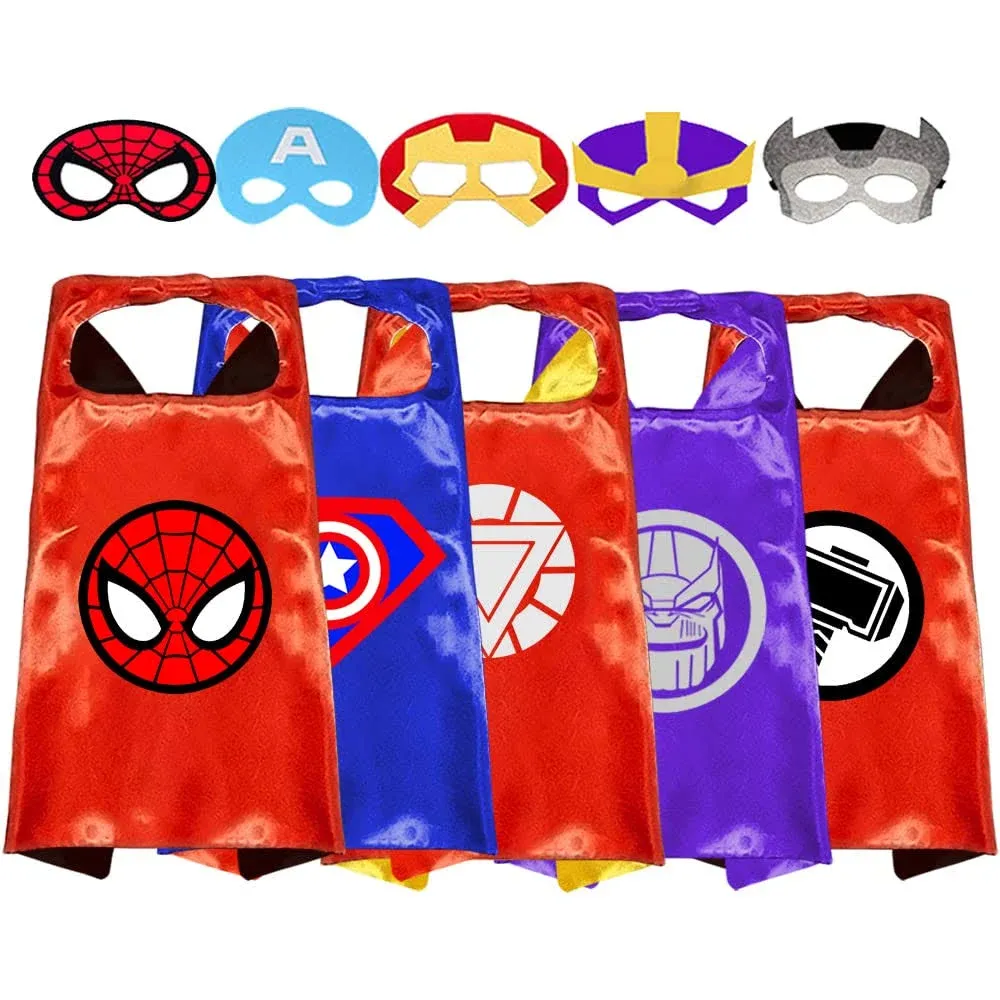 VOSOE Superhero Capes and Masks Double Side Dress Up Costumes Christmas Cosplay Festival Birthday Party Favors for Kids