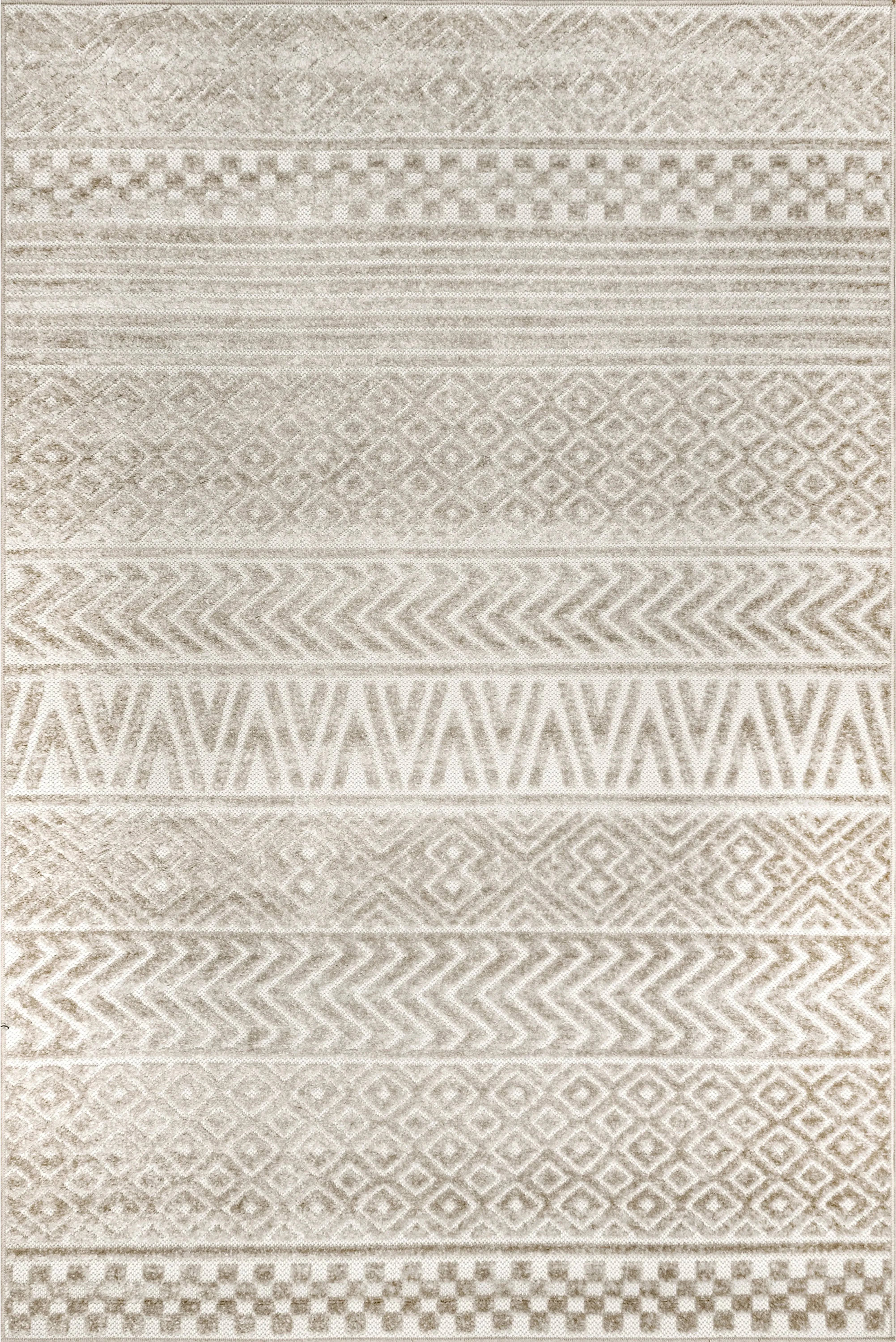 nuLOOM Kamryn Textured Tribal Indoor/Outdoor Runner Rug, 2' 6" x 12', Beige