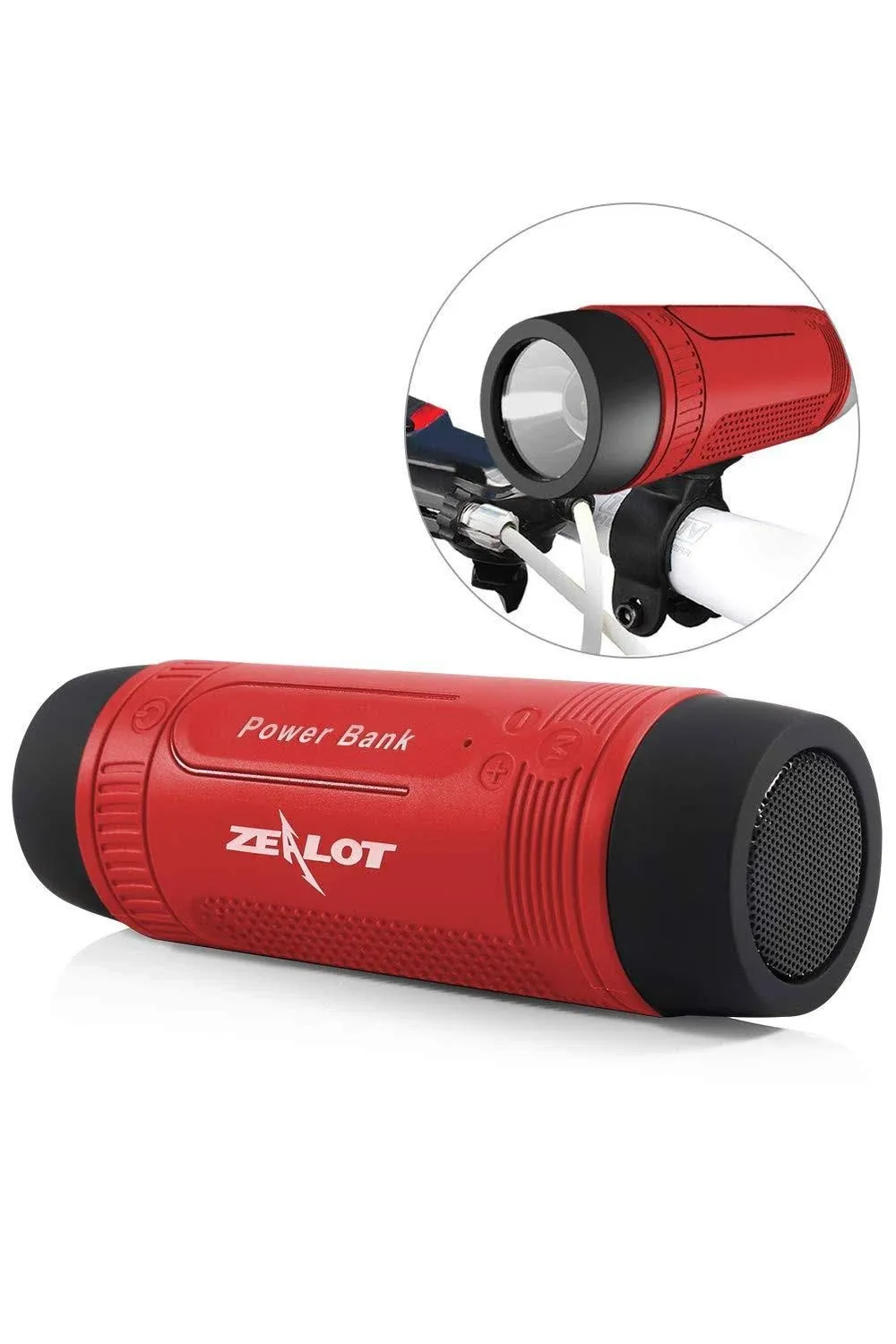 ZEALOT S1 Outdoor Bike Mount Waterproof Wireless Bluetooth Speaker with Flashlight/Power Bank/TF/FM Function - Red