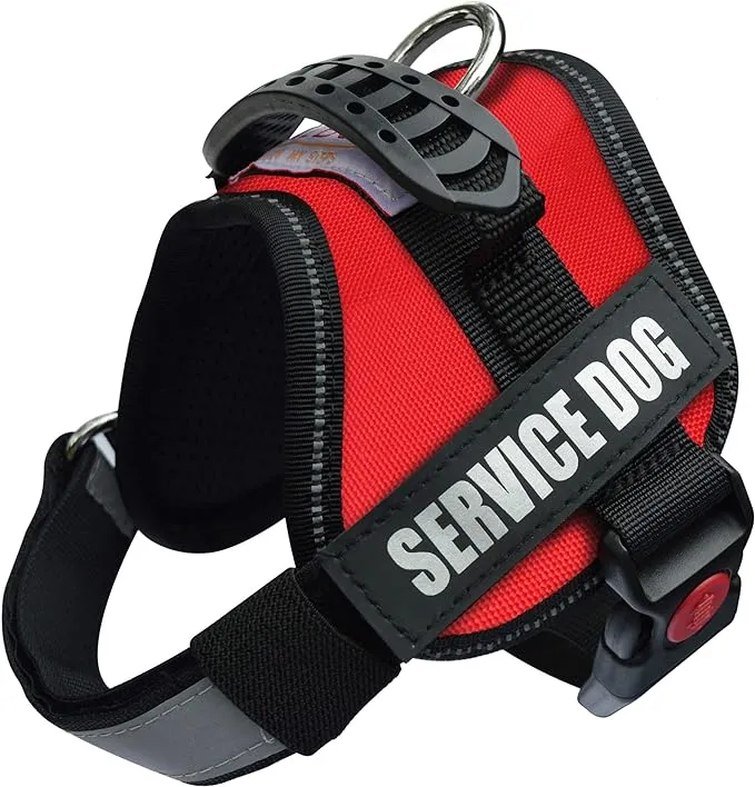 Albcorp Reflective Service Dog Vest Harness w/ Hook &amp; Loop Removable Patches MED