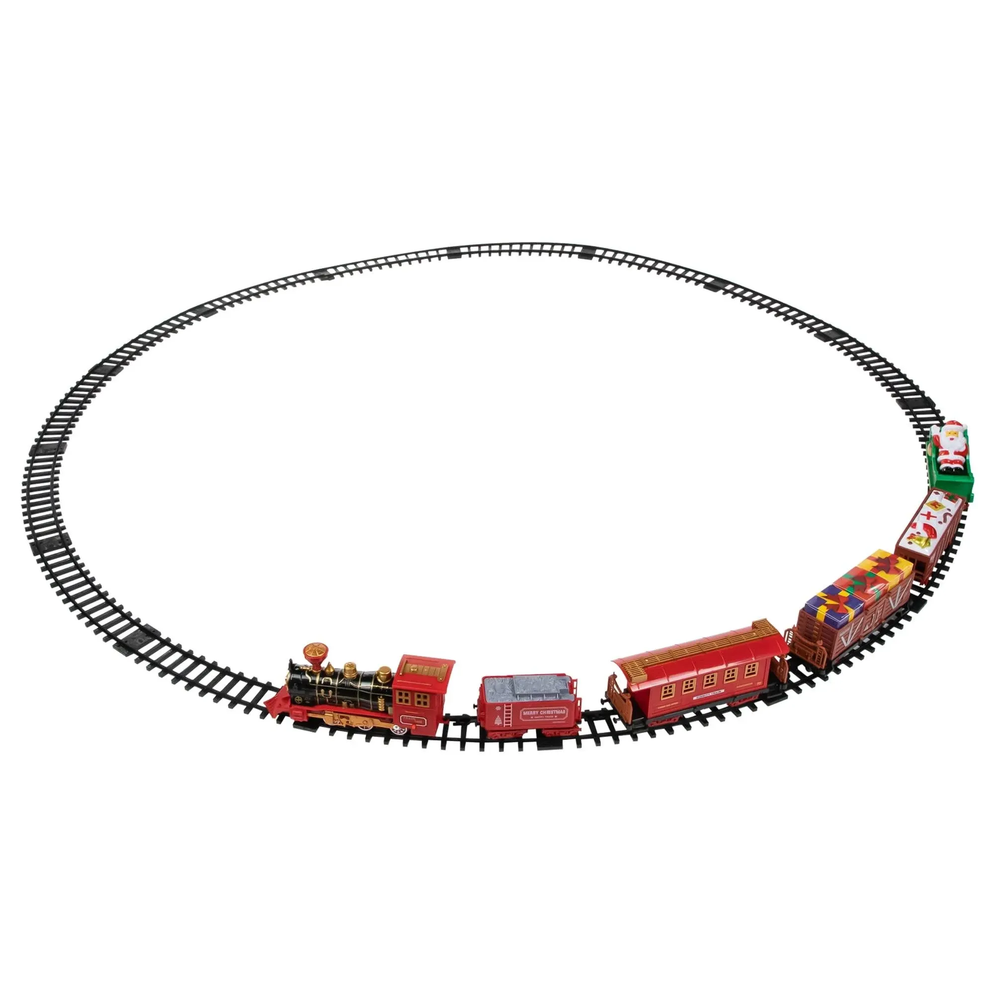 22pc Red Battery Operated Lighted and Animated Christmas Train Set with Music and Sound