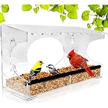 Nature Gear XL Window Bird Feeder - Extended Roof - Steel Perch - Sliding Feed T