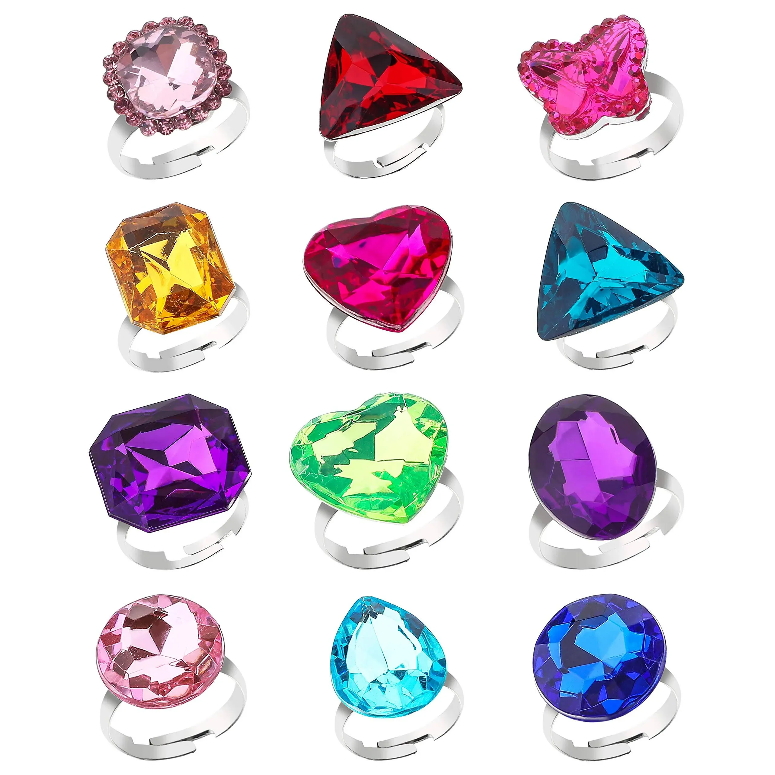 RICHNESS Little Girl Princess Pretend Jewel Rings (12pcs)