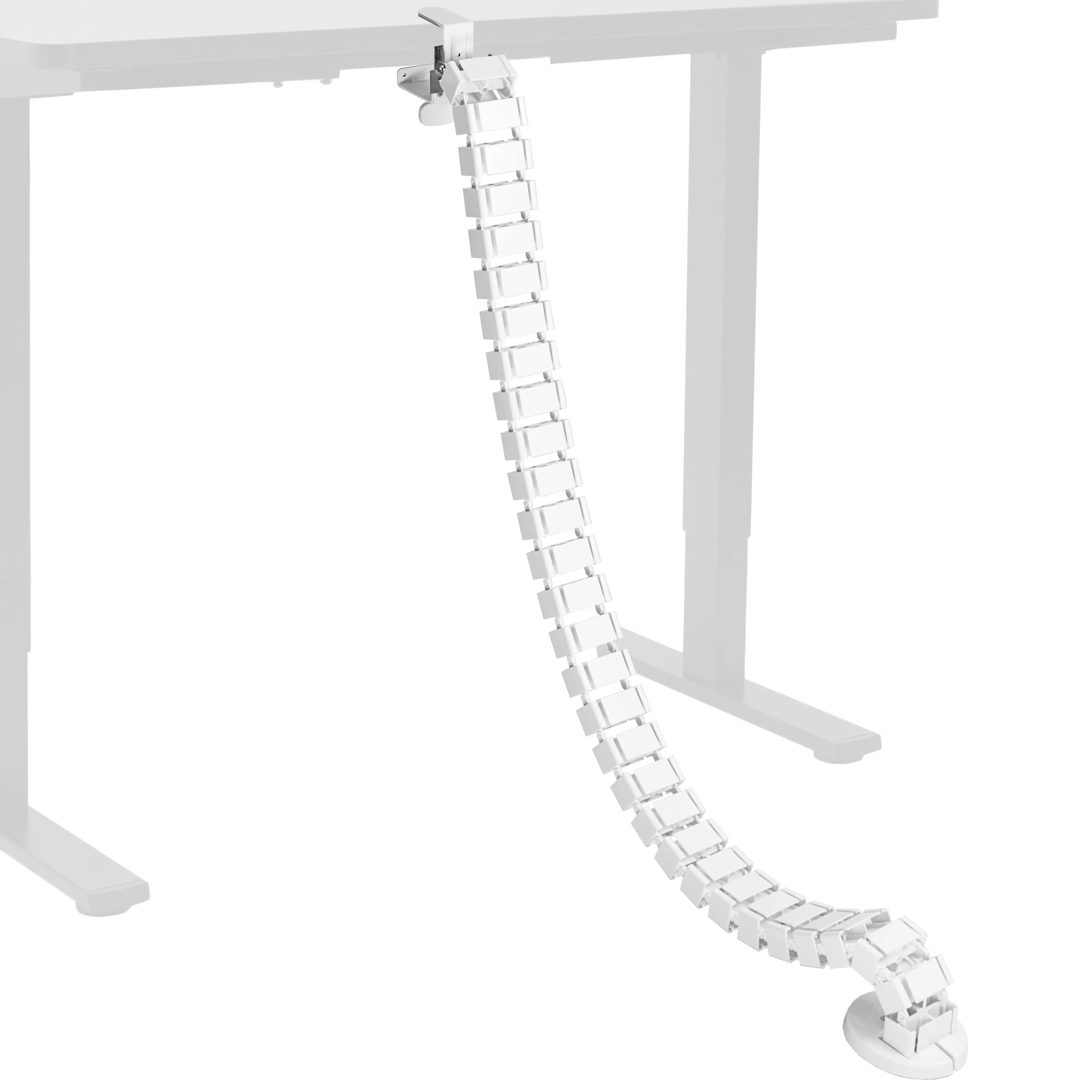 VIVO White Clamp-on Vertebrae Cable Management Kit, Desk 4 Entry Wire Organizer