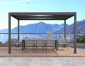 PURPLE LEAF Louvered Pergola Outdoor Aluminum Pergola with Adjustable Roof for Patio Hardtop Gazebo