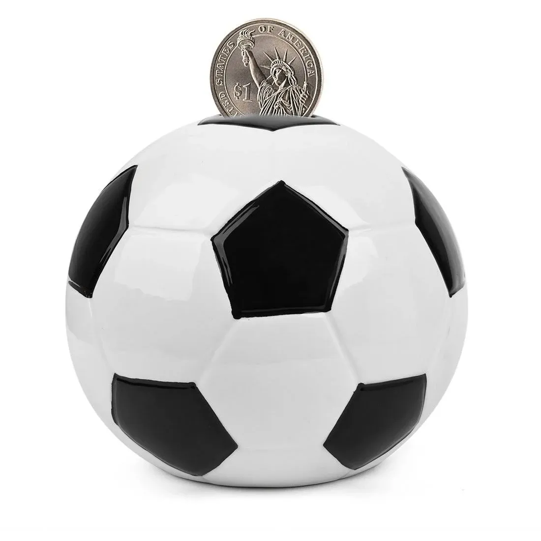 Forlong Ceramic Large Piggy Bank for Boys,Soccer Coin Bank, Money Box-L