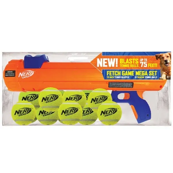 Nerf Dog Elite 20" Blaster Dog Toy with12 Squeak Tennis Balls