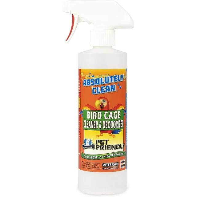 Absolutely Clean Amazing Bird Cage Cleaner and Deodorizer - Just Spray/Wipe - Safely & Easily Removes Bird Messes Quickly and Easily - Veterinaria