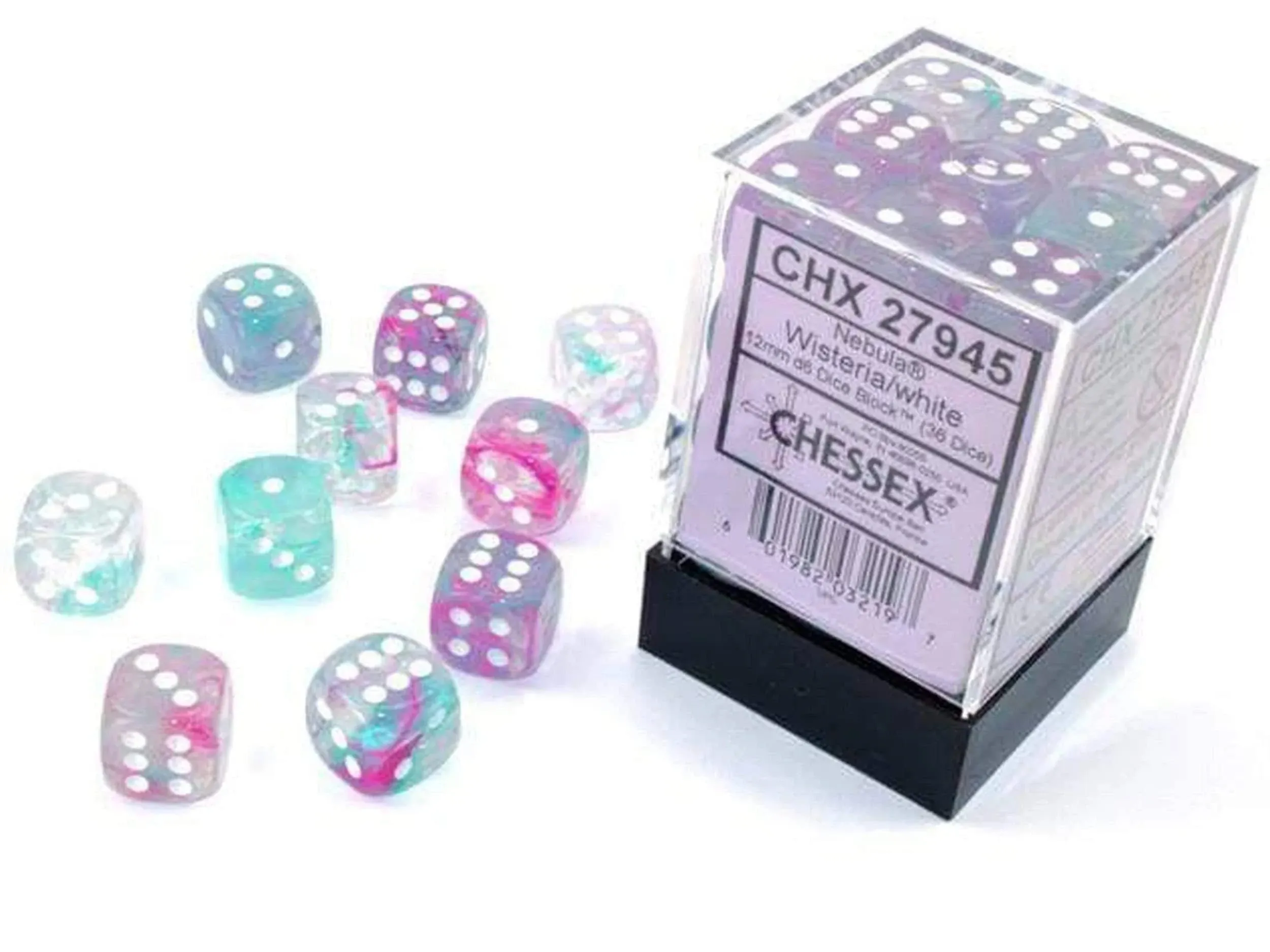 Chessex Dice Nebula D6 12mm Wisteria/White Luminary