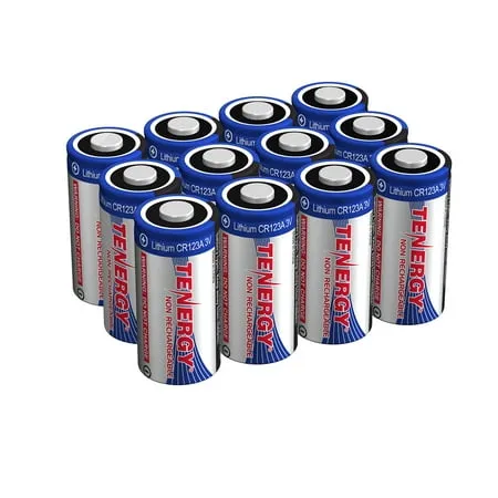 Tenergy Premium 12 Pack NonRechargeable CR123A 3V Lithium Battery, 1600mAh for Arlo Cameras, Photo Lithium Batteries, Security Cameras, Smart Sensors, and More